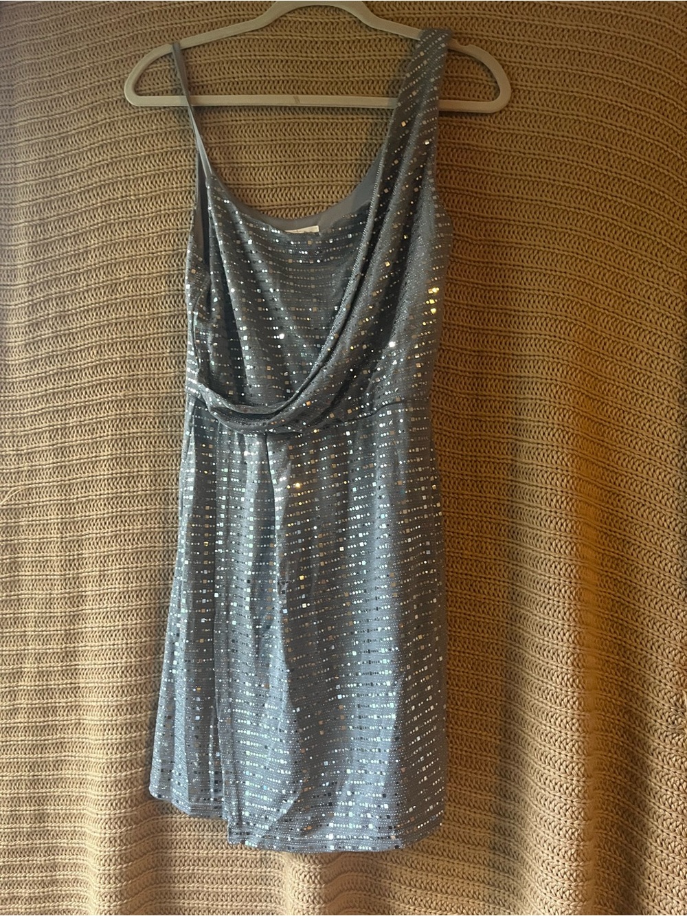 bailey blue Silver Sequin One-Shoulder Cocktail Dress